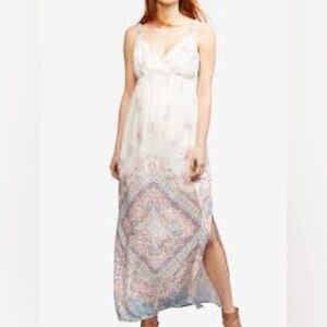 Seraphine Maternity Maxi Dress White Pink Paisley Print Sleeveless